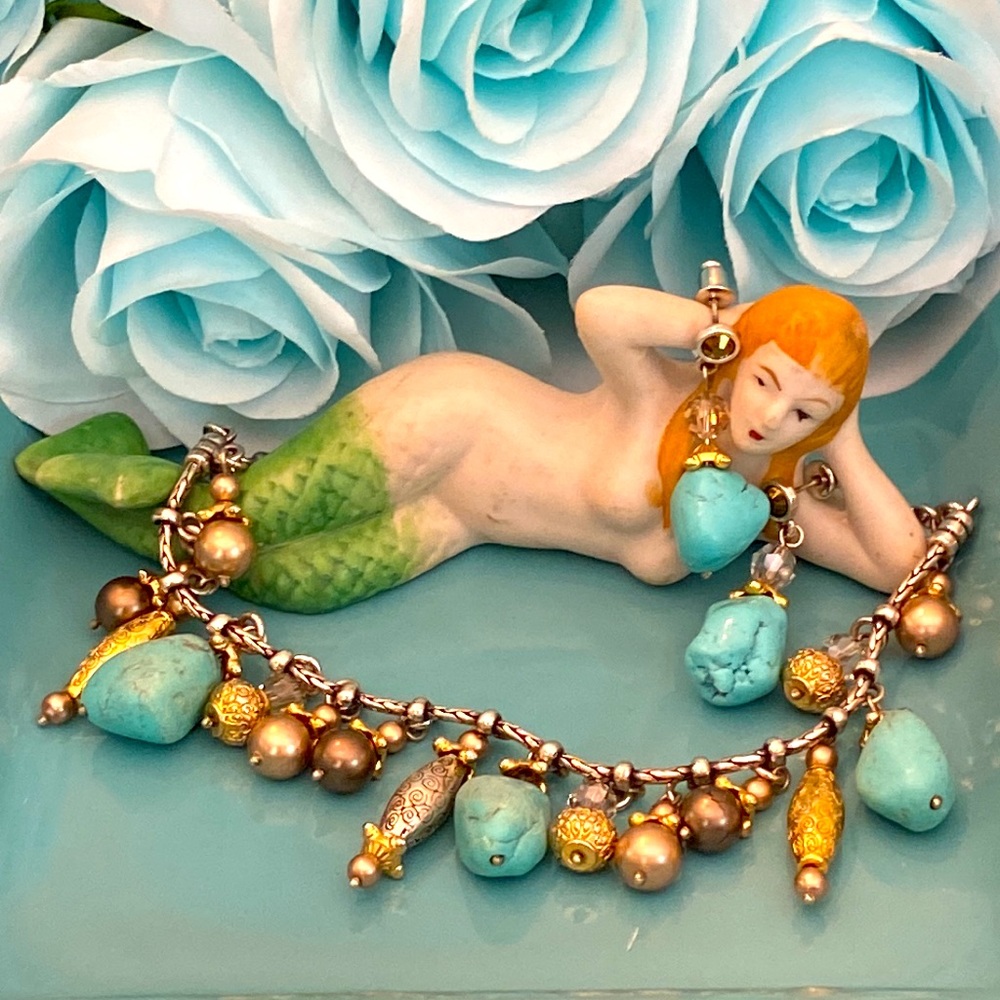 Brighton PERSIANA Turquoise Gold Silver Crystals Necklace Bracelet Earrings - Picture 10 of 17